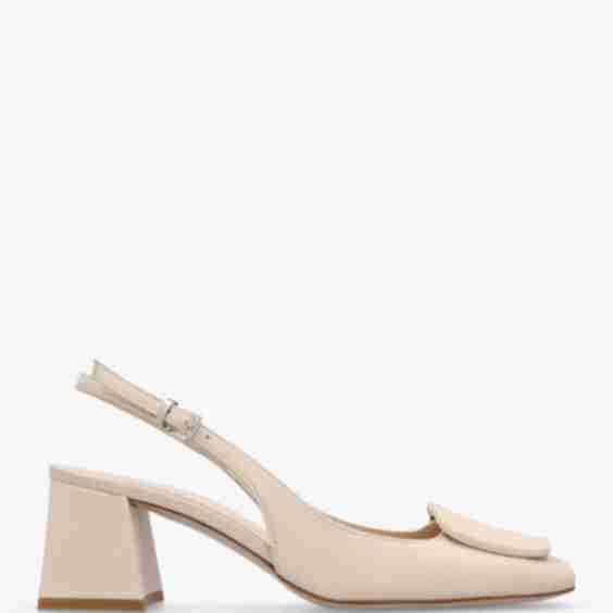 Nessie Leather Block Heel Sling Backs