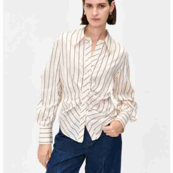 Stripe Tucked Long Sleeve Shirt