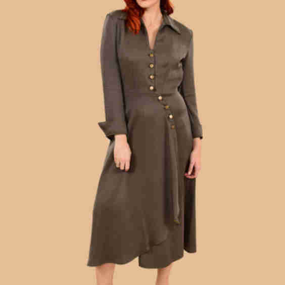 Tencel Midi Dress 1940’s Military Style