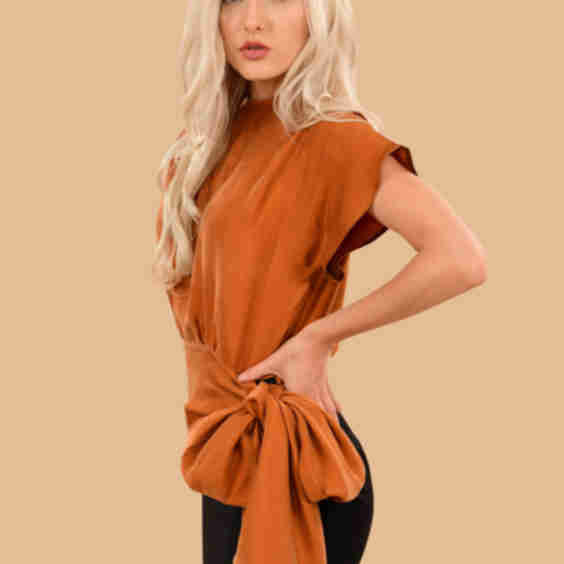 Vivien Silky Evening Blouse with Bow 