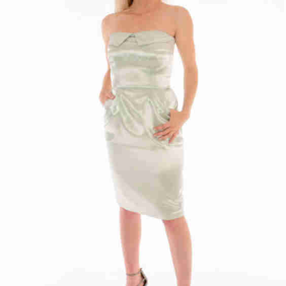 Audrey Strapless Satin Wiggle Dress with Pockets