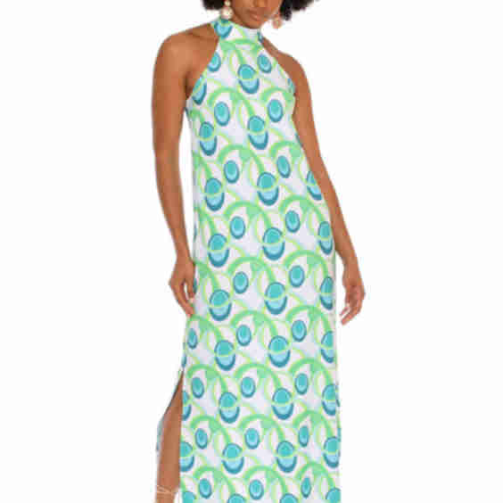 Gia 60s Mod Retro Print Sleeveless Maxi Dress