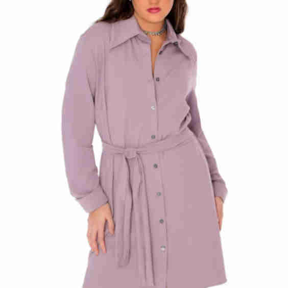 Shirt Dress 70s Soft Stretch Cotton Tencel Knit