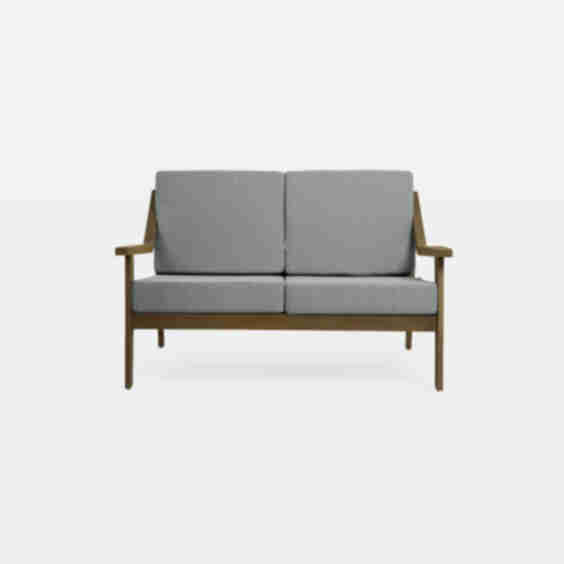 Felian Angled Arms Teak Outdoor Patio Loveseat with Cushions