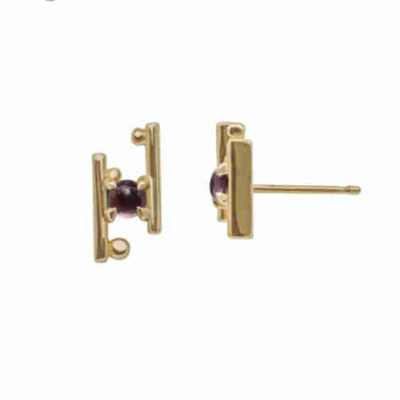 Hand In Hand Stud Earrings With Amethyst