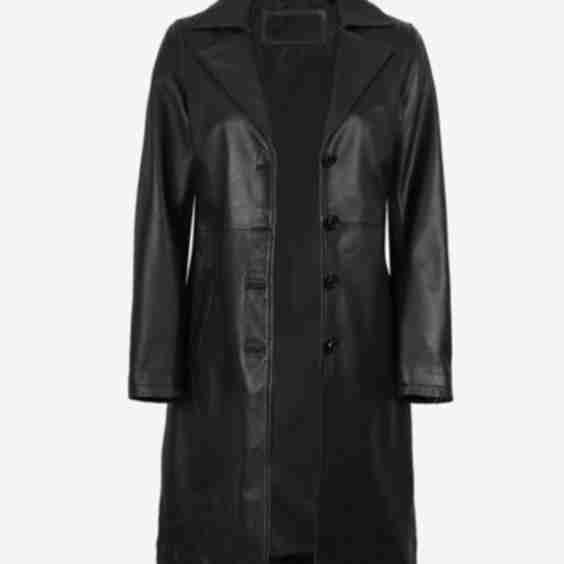 Leather Coat with Notch Lapel