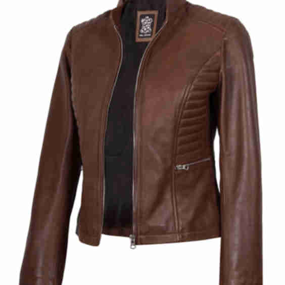  Leather Cognac Waxed Biker Style Jacket