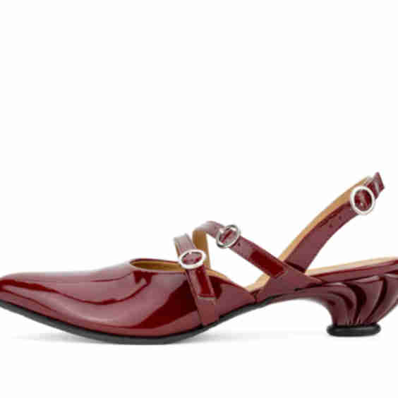 Patty Burgundy Triple Strap Slingback Heels 