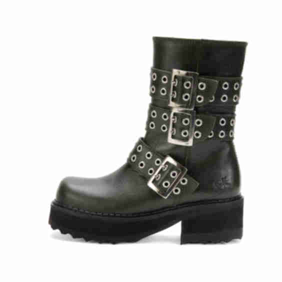 Tank Girl Triple-Buckle Mid-Calf Boots