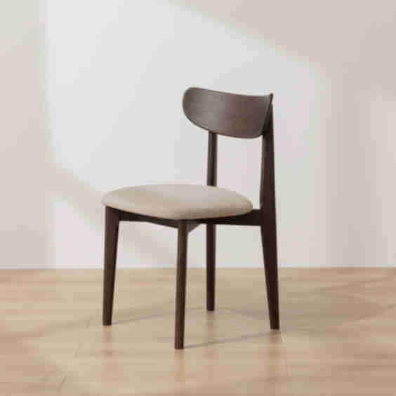 Solid Oak Scandinavian Dining Chair with Oatmeal Linen
