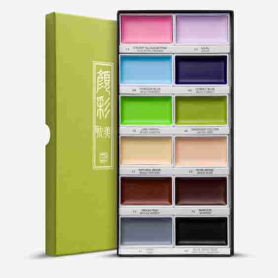 Gansai Tambi Japanese Watercolour Large Pan 12 Colour Set II