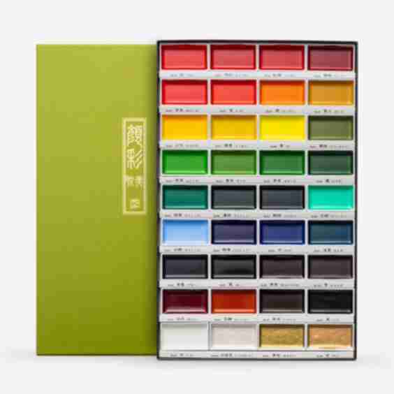 Gansai Tambi Japanese Watercolor: 36 Color Large Pan Set