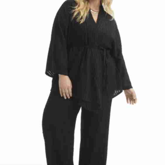 Tie Waist Knitted Kimono Top