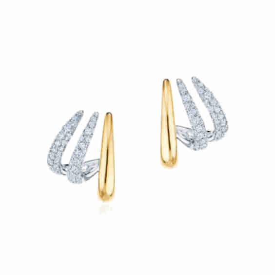 Two-Tone Orbit Huggie Earrings with Diamonds