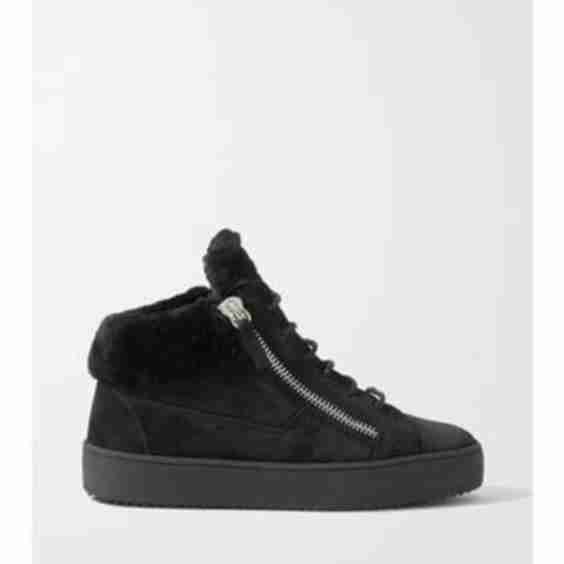Shearling-Trimmed Suede High-Top Sneakers