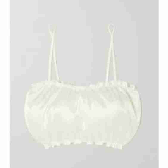 Lombard Street Ruffled Silk-Blend Satin Soft-Cup Bandeau Bra