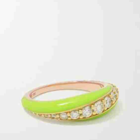 Remi 18-Karat Gold, Diamond And Enamel Ring