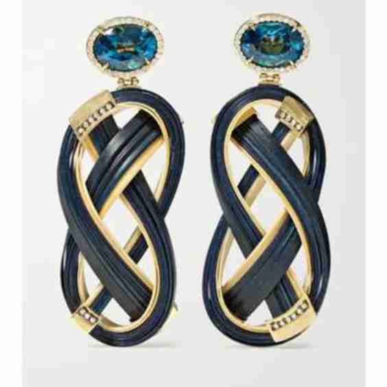 18-Karat Gold, Bamboo, Topaz And Diamond Earrings