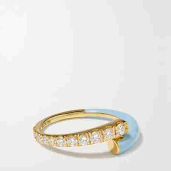Lola 18-Karat Gold, Diamond And Enamel Ring