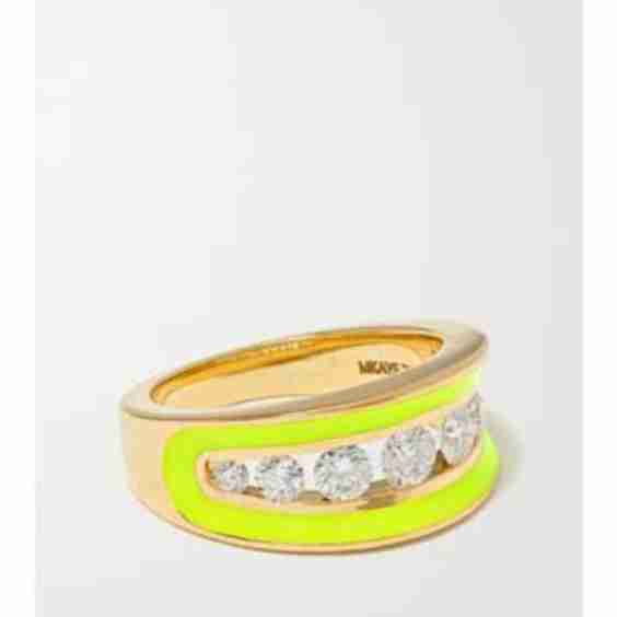 Anya 18-Karat Gold, Diamond And Enamel Ring