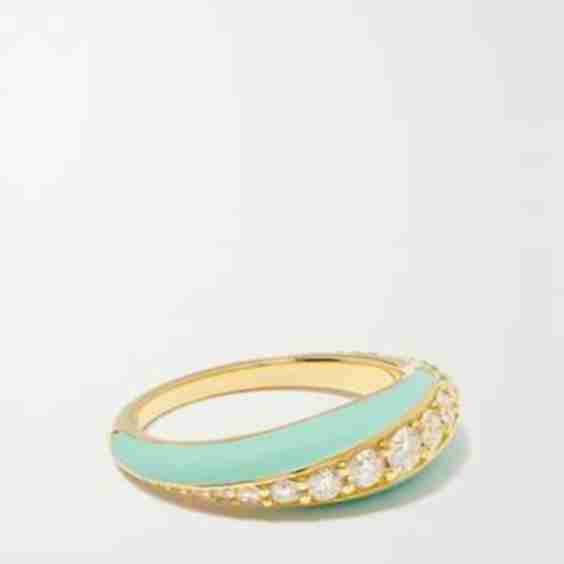 Remi 18-Karat Gold, Diamond And Enamel Ring