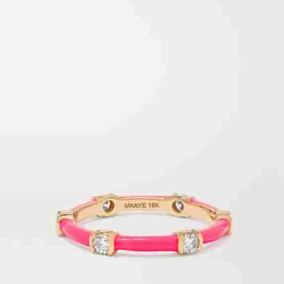 Zea 18-Karat Rose Gold, Enamel And Diamond Ring
