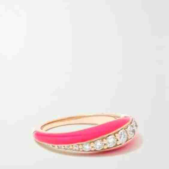 Remi 18-Karat Rose Gold, Diamond And Enamel Ring