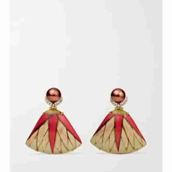 Marquetry 18-Karat Gold, Wood, Pearl And Diamond Earrings