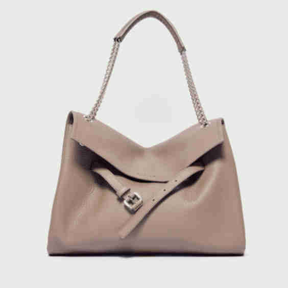 Venus Soft Midi Grained Leather Shoulder Bag