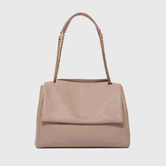 Sveva Sense Midi Dollar Leather Shoulder Bag