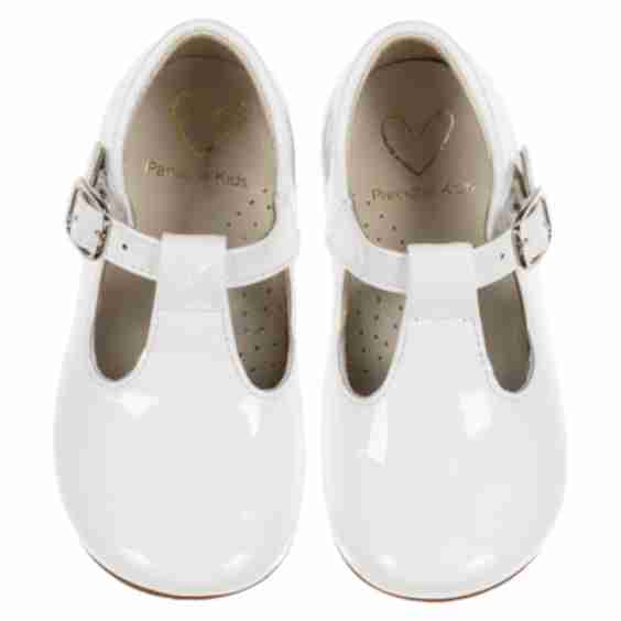 Panache Toddler T Bar Shoe White Patent