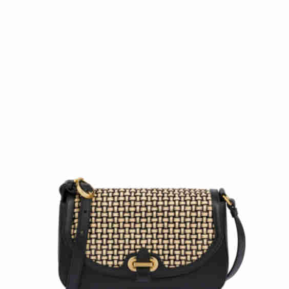 Fence Crossbody Bag In Calfskin And Raffia