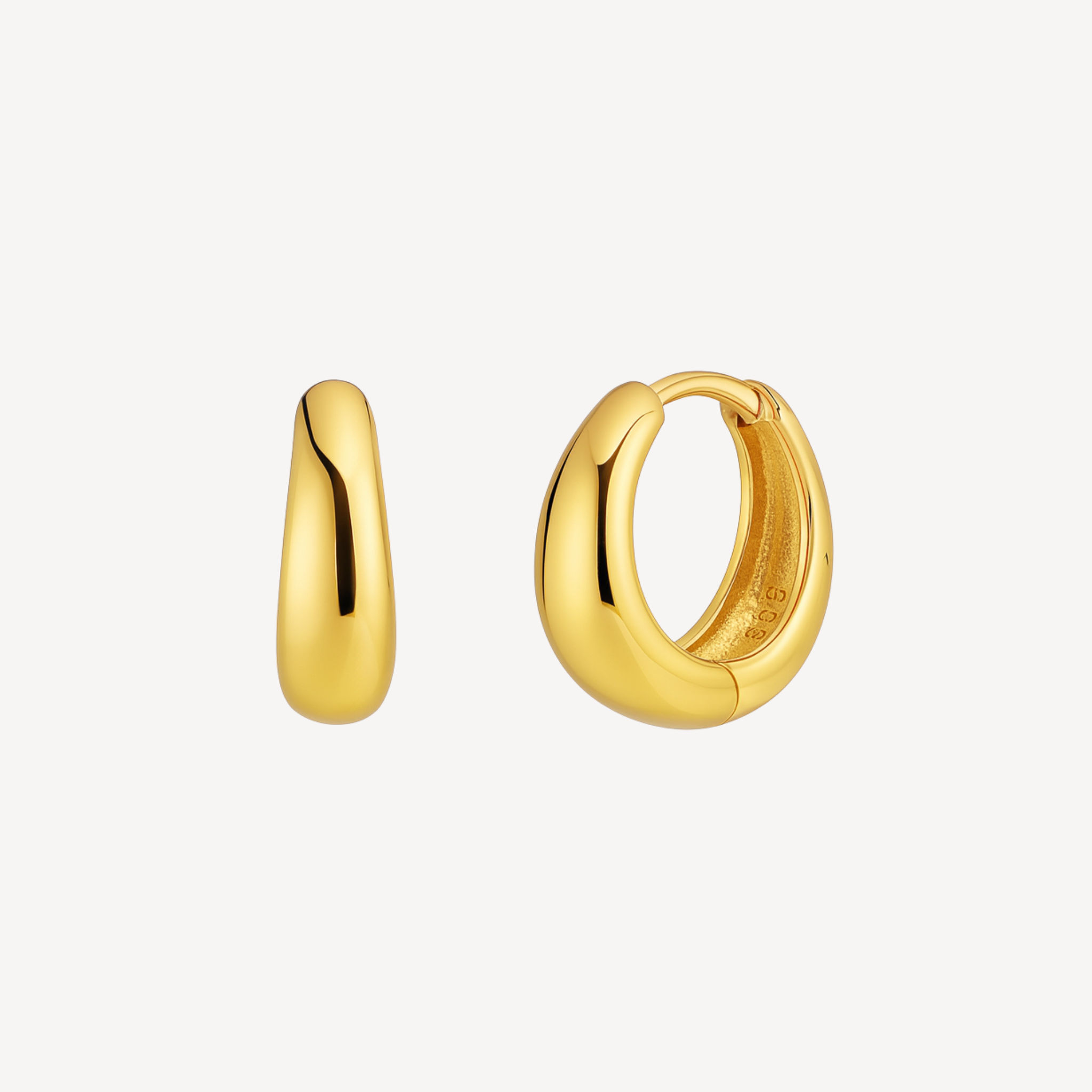Sterling Chunky Huggie Hoop Earrings In Gold