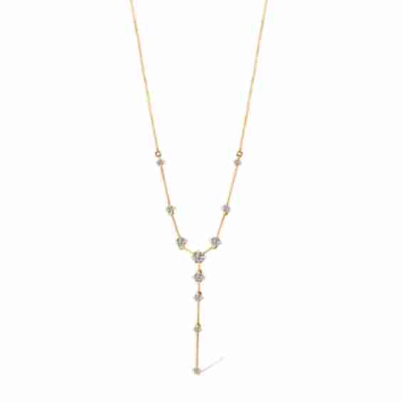 14k Yellow Gold Natural Diamond Necklace Lariat 1/2 ct. tw.