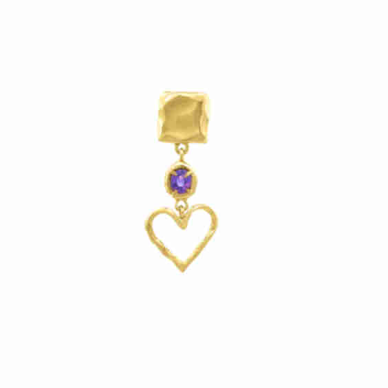 Long Heart Earring w. Gem