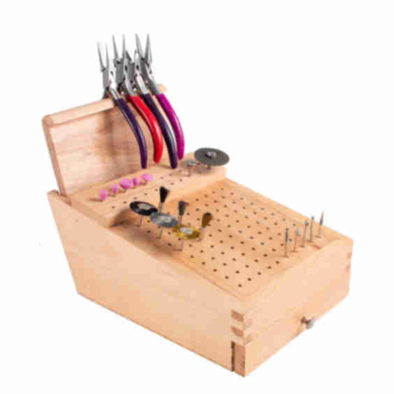 Wood Plier File and Bur Rack with Drawer