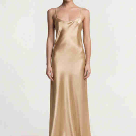 Carolyn Sand Silk Satin Maxi Dress