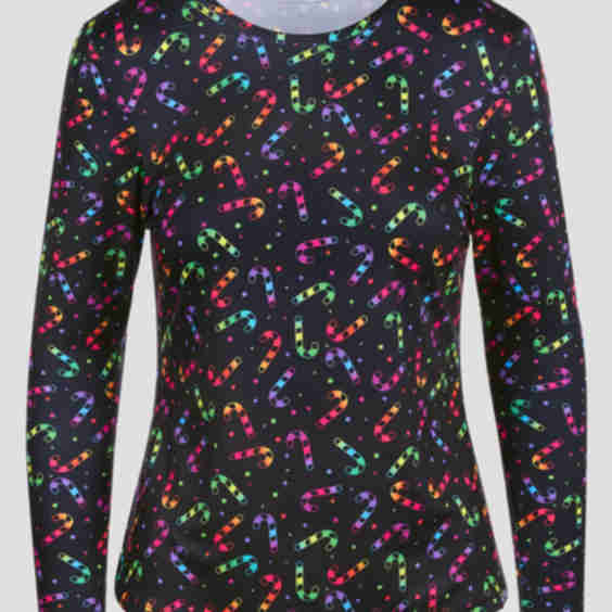 Ava Therese Bright Candy Cane Twist Stretch Long Sleeve Knit Underscrub