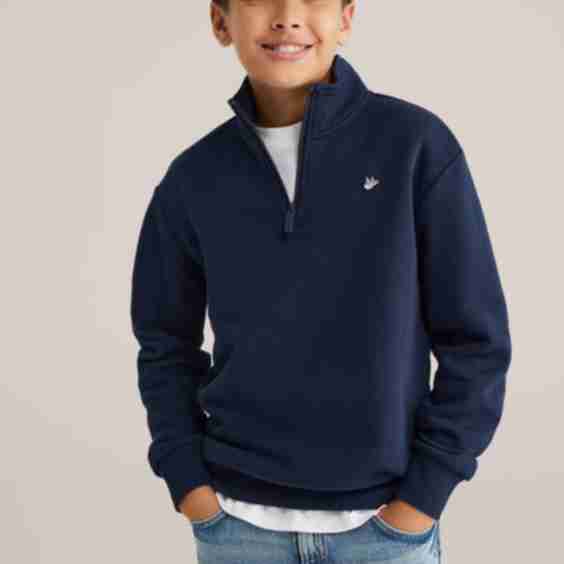 Boys' Sweater With Quarter-Zip and Embroidery