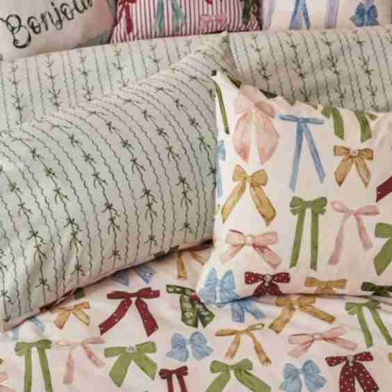 Noortje Bows Printed Reversible Duvet Cover Set Silk