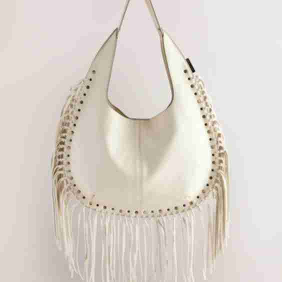 Ecru Tassel Boho Shoulder Bag