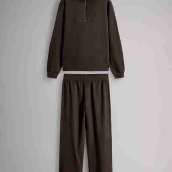 Half Zip Funnel Neck Sweatshirt and Wide Leg Jogger Set