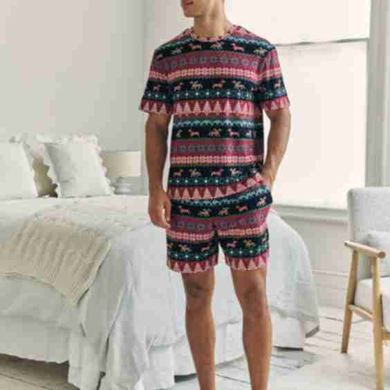Christmas Dog Fairisle Print Short Pyjamas Set