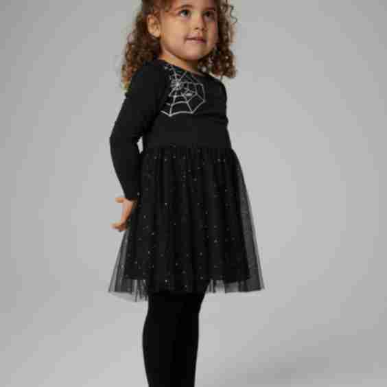 Black Spider Web Tulle Halloween Dress