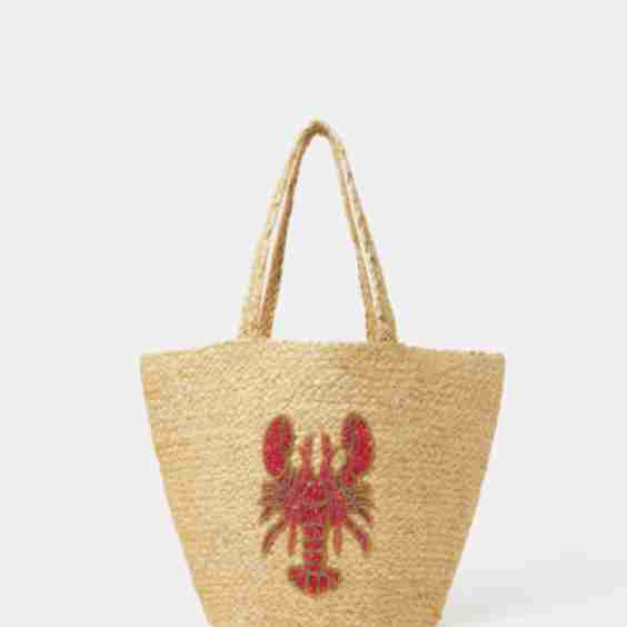 Natural Lobster Jute Beach Bag