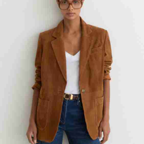 Cass Suede Single Breasted Relaxed Fit Blazer